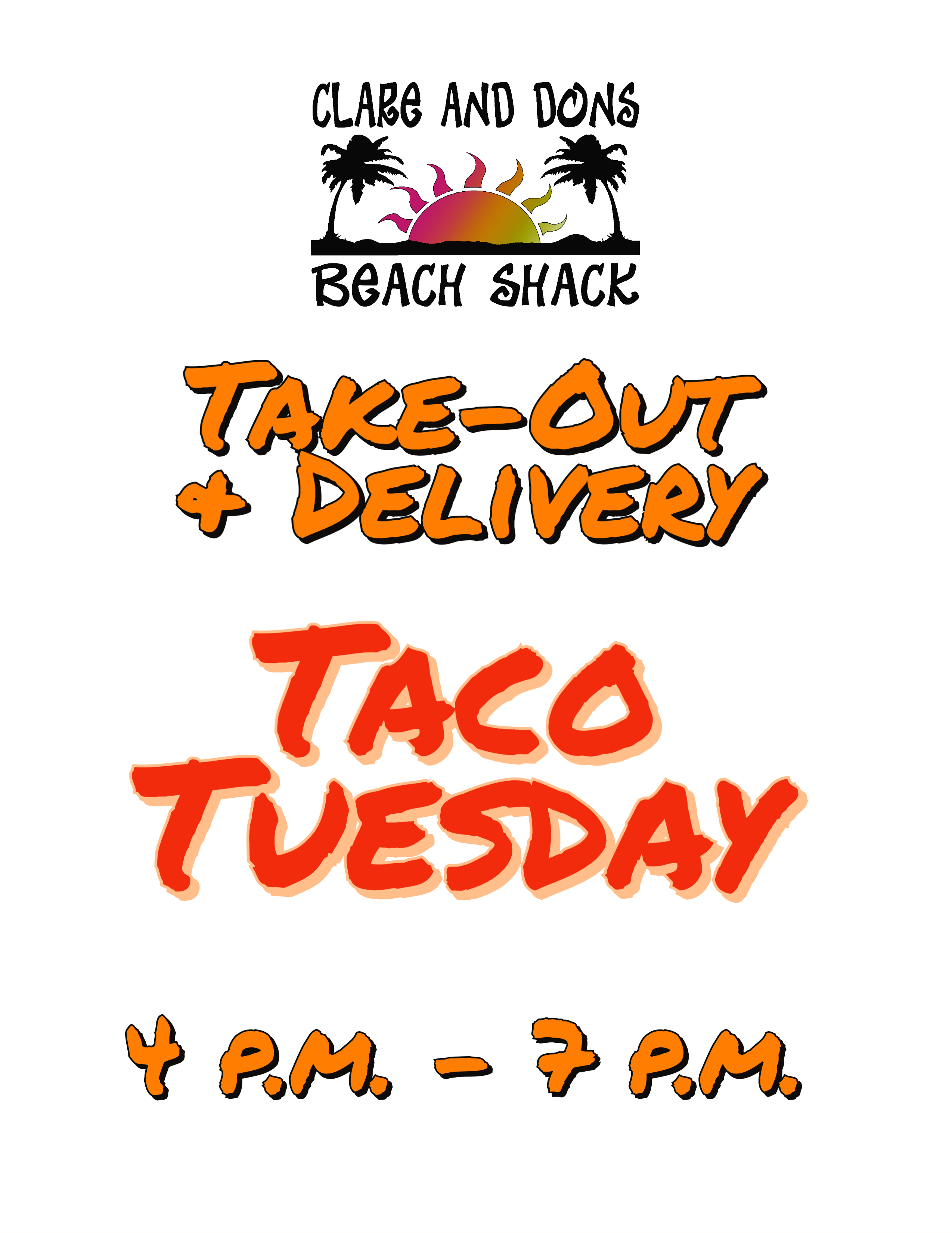 Clare and Don’s Beach Shack Takeout & Delivery Taco Tuesday Clare